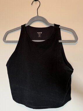 Old Navy Active PowerChill Crop Tank Top XL Black Built In Light Support